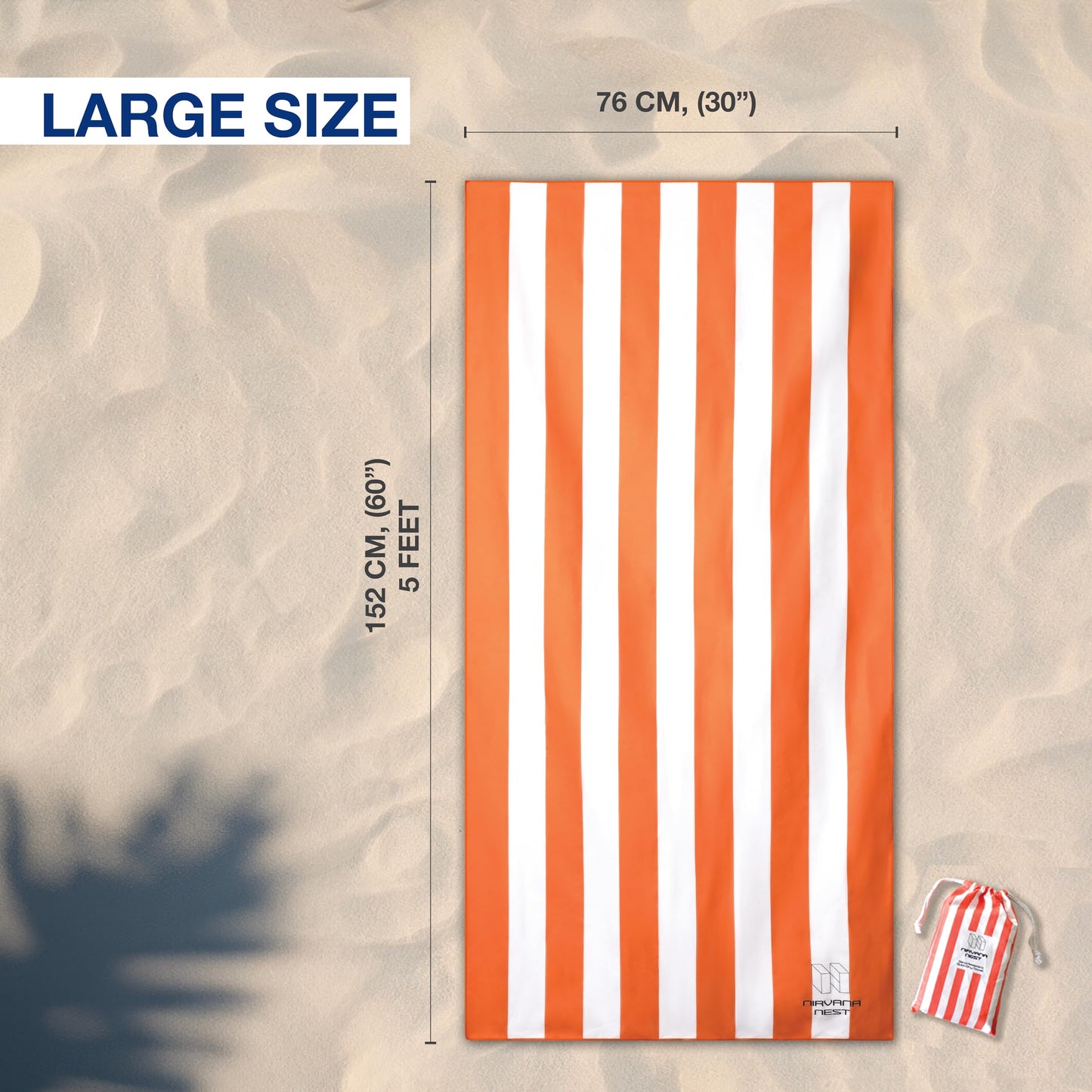 Nirvana Nest Microfiber Beach Towel, Quick Dry, Compact, Travel-Friendly Towel, Sand Free for Beach, Camping, Swim Pool, Cabana, Gym, Sports & Yoga - Includes Bag - Living Corals