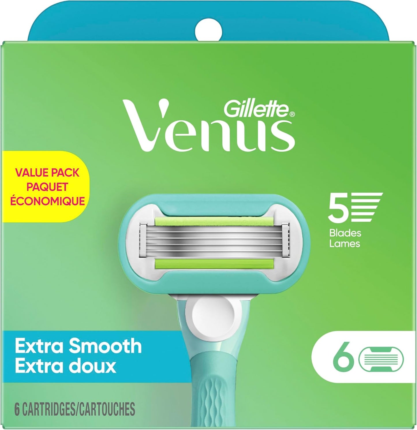 Gillette Venus Embrace Women's Razor Blade Refills 6 Count,white