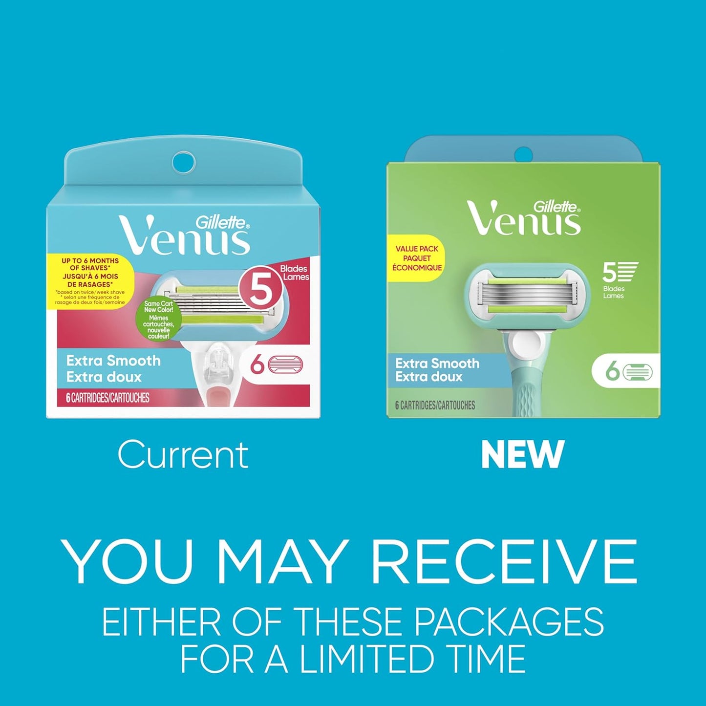 Gillette Venus Embrace Women's Razor Blade Refills 6 Count,white