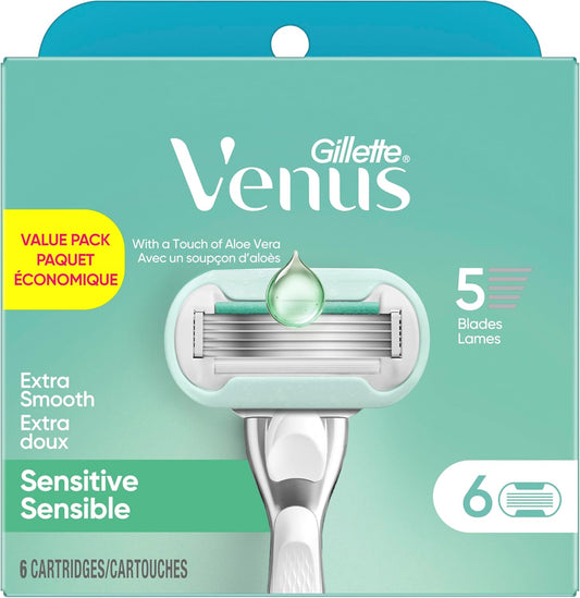 Gillette Venus Deluxe Smooth Sensitive Women's Blade Refills, 6 Count