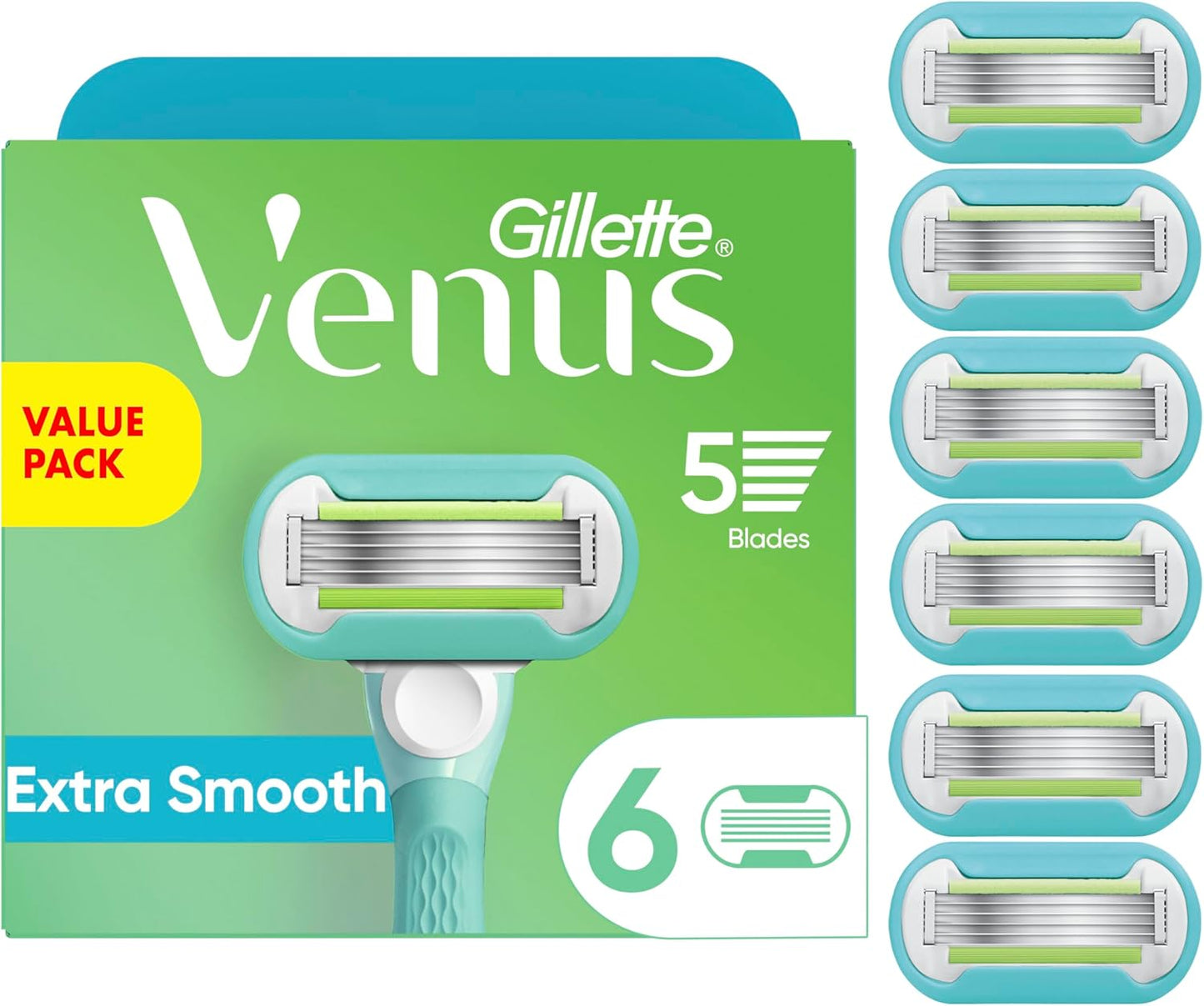 Gillette Venus Embrace Women's Razor Blade Refills 6 Count,white
